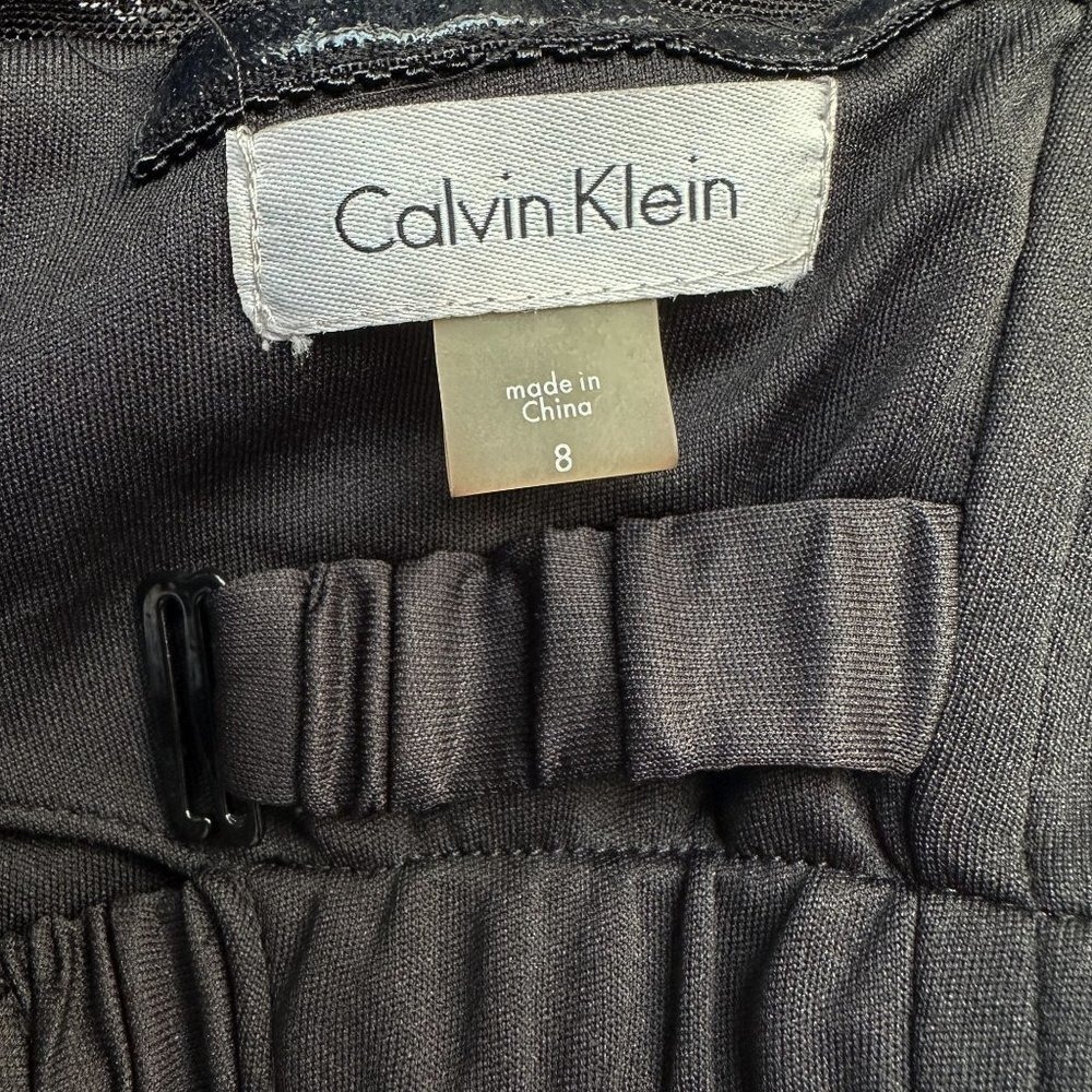 Calvin Klein Black Sequin Mesh Insert Trumpet Hem… - image 8